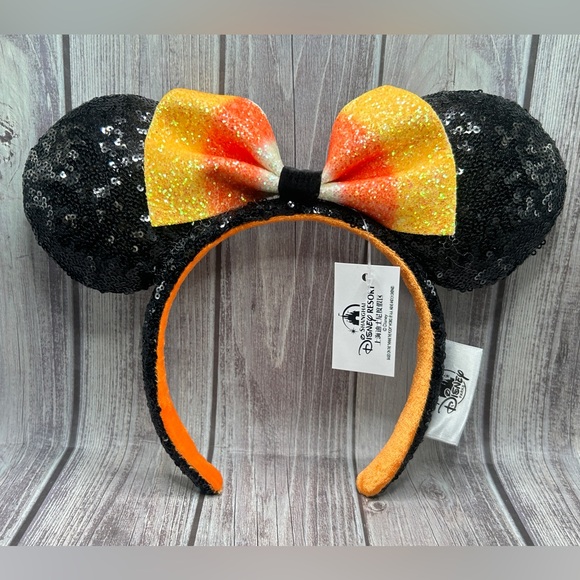 🎃NWT Disney Parks Halloween Mickey Minnie Ears Headband Candy Corn Sequin 2022 - Picture 1 of 6